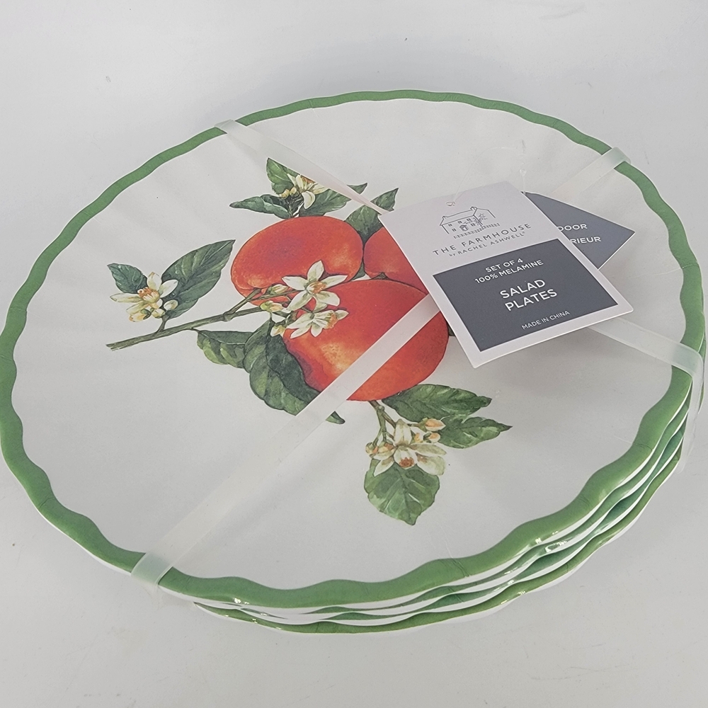 The‎ Farmhouse by Rachel Ashwell Set of 8 Melamine 8" Scalloped Salad Plates NEW - Picture 8 of 10